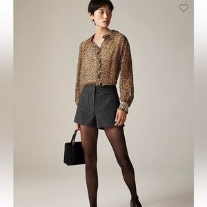 J. Crew Women’s Ruffle Button-up Shirt in Leopard-Print  Size 2 NEW